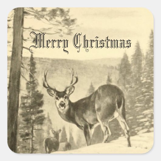 Sticker Carré Cerf à Woods (Devant)