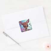 Sticker Carré Cerf de bébé doux et adorable (Enveloppe)