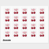 STICKER CARRÉ CERISE AVEC RUBAN (Feuille)