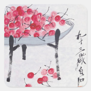 Sticker Carré Cerises