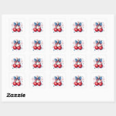 Sticker Carré Cerises avec Coquette Bow 4 juillet Américain (Feuille)