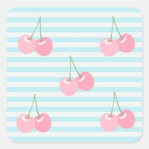 Sticker Carré Cerises roses été