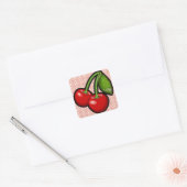Sticker Carré Cerises sur Fleur (Enveloppe)
