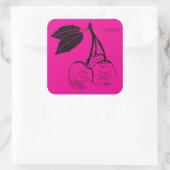 Sticker Carré Cerisier de printemps Gravure sur bois (Sac)