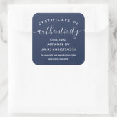 Sticker Carré Certificat d'authenticité de script blanc de Navy (Sac)