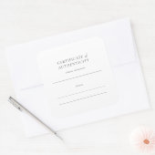 Sticker Carré Certificat d'authenticité pour l'oeuvre (Enveloppe)