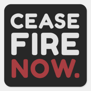 Sticker Carré Cessez le feu maintenant, noir