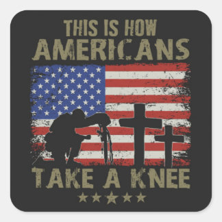 Sticker Carré C'Est Ainsi Que Les Américains Prennent Le Genou