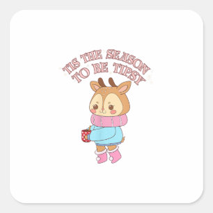 Sticker Carré C'Est La Saison À Tipsy - Boire Noël