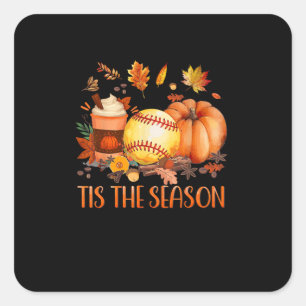 Sticker Carré C'Est La Saison Citrouille Leaf Latte Fall Softbal