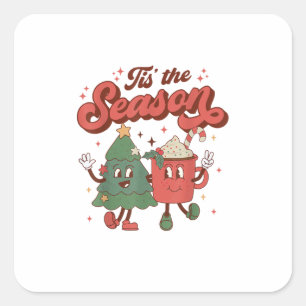 Sticker Carré C'est la saison Noël Rétro 70s 80s Vintage Groove