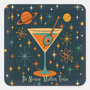 Sticker Carré C'est l'heure du Martini Atomique Cosmic Stars