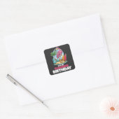 Sticker Carré C'est mon Flamant rose d'anniversaire (Enveloppe)