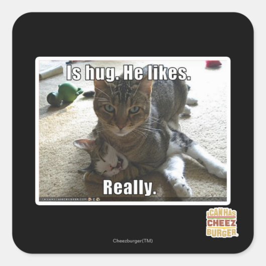 Sticker Carré C'est serré. Il aime. (Devant)