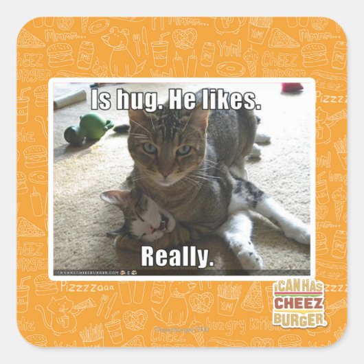 Sticker Carré C'est serré. Il aime. (Devant)