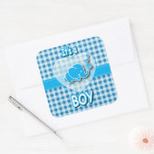 Sticker Carré C'est un garçon, bleu & blanc avec un éléphant de  (Enveloppe)