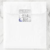 Sticker Carré C'est un garçon Blue Grey Moon et Stars (Sac)