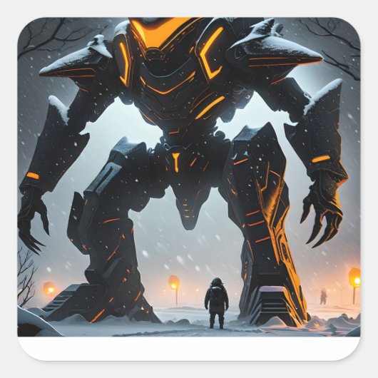 Sticker Carré C'est un monstre de soldat alien, capturé dans un (Devant)