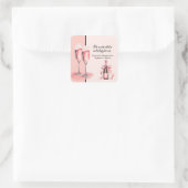 Sticker Carré C'est une double fête Champagne Rose Anniversaire (Sac)