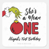 Sticker Carré C'est une Mean One | Anniversaire de Grinch (Devant)