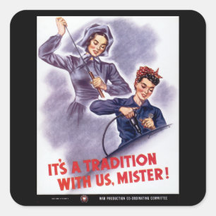 Sticker Carré C'est une tradition avec nous, Monsieur !