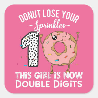 Sticker Carré Cette fille a maintenant deux chiffres Gâteau d'an