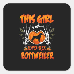 Sticker Carré Cette fille aime son chien rougissant Halloween