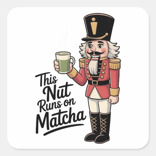 Sticker Carré Cette noix tourne sur Matcha Christmas Nutcracker (Devant)