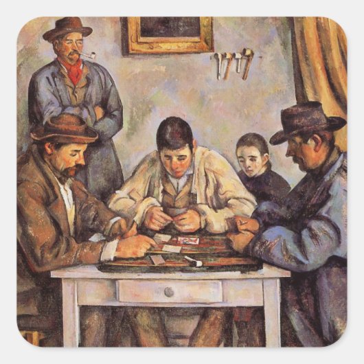 Sticker Carré Cezanne - Les joueurs de cartes, 1892 (Devant)