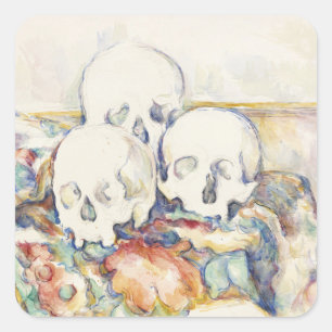 Sticker Carré Cezanne Les Trois Crânes Affiche d'Art Vintage Imp