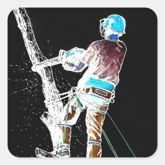 Sticker Carré Chaîne d'arboriste de l'électricien (Devant)