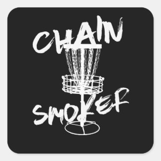 Sticker Carré Chaîne Smoker Disque Golf Golfer Frisbee Player