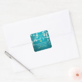 Sticker Carré Chaîne Turquoise Lumières Mariage Favor Merci (Enveloppe)