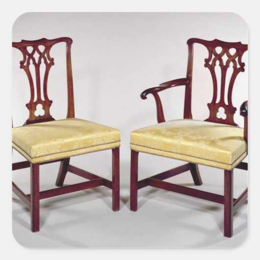 Sticker Carré Chaises à manger, avec dos de plat entrelacé (Devant)