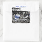 Sticker Carré Chaises longues sur Brighton Beach, (UK) Autocolla (Sac)