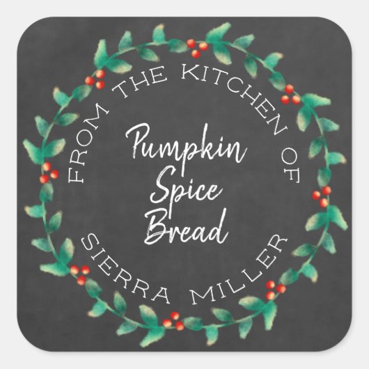 Sticker Carré Chalet Vacances Holly Wreath Chalet cuisine Traite (Devant)