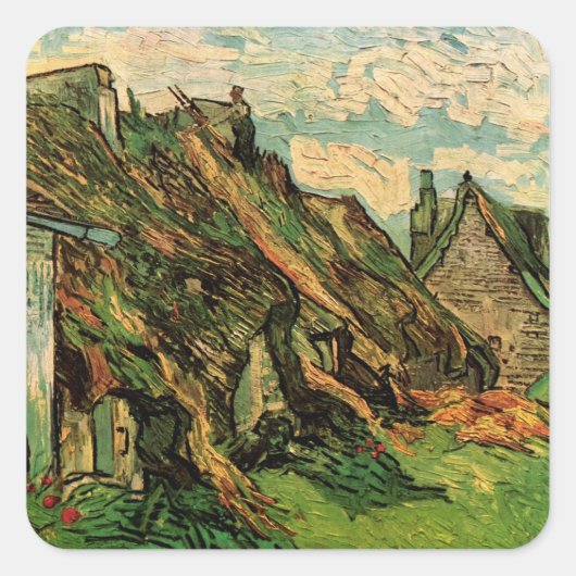 Sticker Carré Chalets en grès chaulé par Vincent van Gogh (Devant)