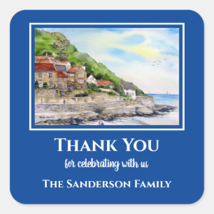 Sticker Carré Chaleureuse soirée d'été à Runswick Bay Angleterre