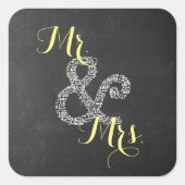 Sticker Carré Chalkboard Automne Mariage Mr & Mrs Party (Devant)