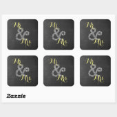 Sticker Carré Chalkboard Automne Mariage Mr & Mrs Party (Feuille)