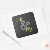 Sticker Carré Chalkboard Automne Mariage Mr & Mrs Party (Enveloppe)