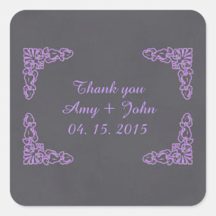 Sticker Carré Chalkboard damask favortags enregistrer la date de