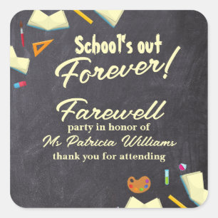 Sticker Carré Chalkboard Farewell Retraité Teacher Party