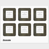 Sticker Carré Chalkboard Gold Silver Star Mariage Adresse de ret (Feuille)