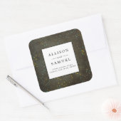 Sticker Carré Chalkboard Gold Silver Star Mariage Adresse de ret (Enveloppe)