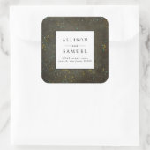 Sticker Carré Chalkboard Gold Silver Star Mariage Adresse de ret (Sac)