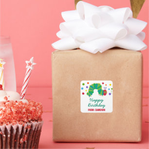 Sticker Carré Chalkboard Hunt Caterpillar   Joyeux anniversaire