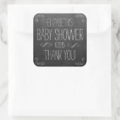 Sticker Carré Chalkboard Look Blanc Texte manuscrit Baby shower (Sac)