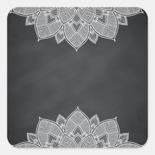Sticker Carré Chalkboard Lotus Flower Mandala Swirl