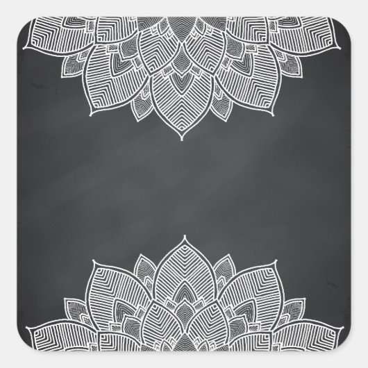 Sticker Carré Chalkboard Lotus Flower Mandala Swirl (Devant)